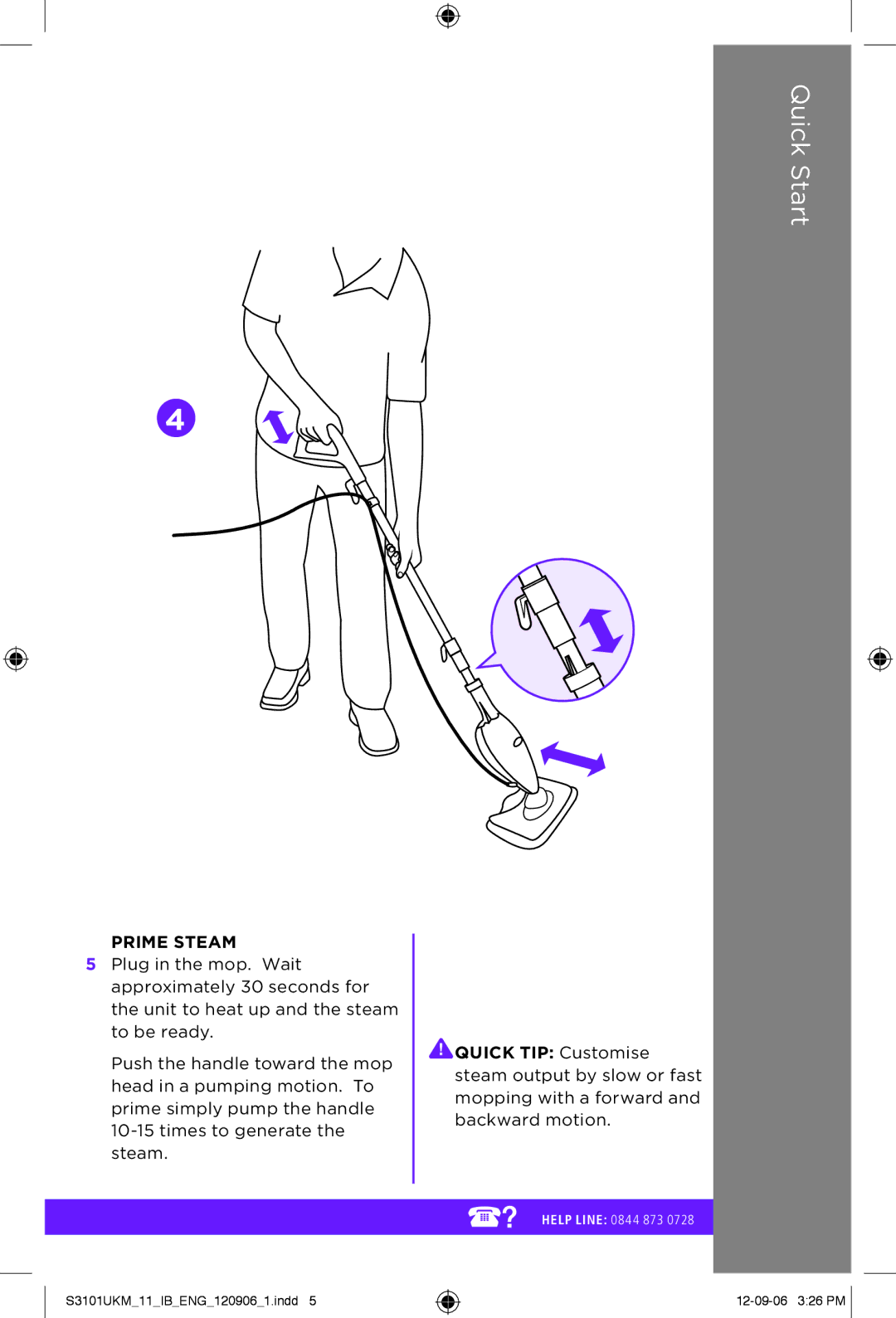 Shark S3101UKM manual Quick, Prime Steam 