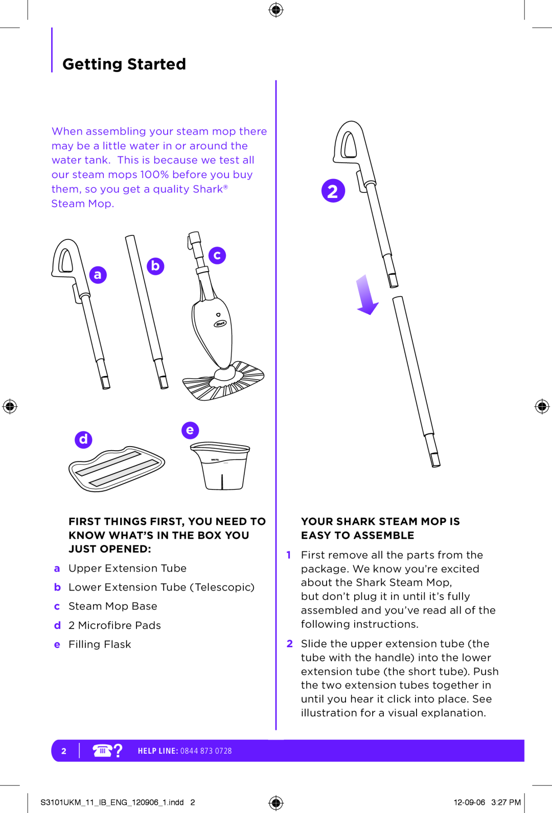 Shark S3101UKM manual Getting Started, Your Shark Steam Mop Is Easy To Assemble 