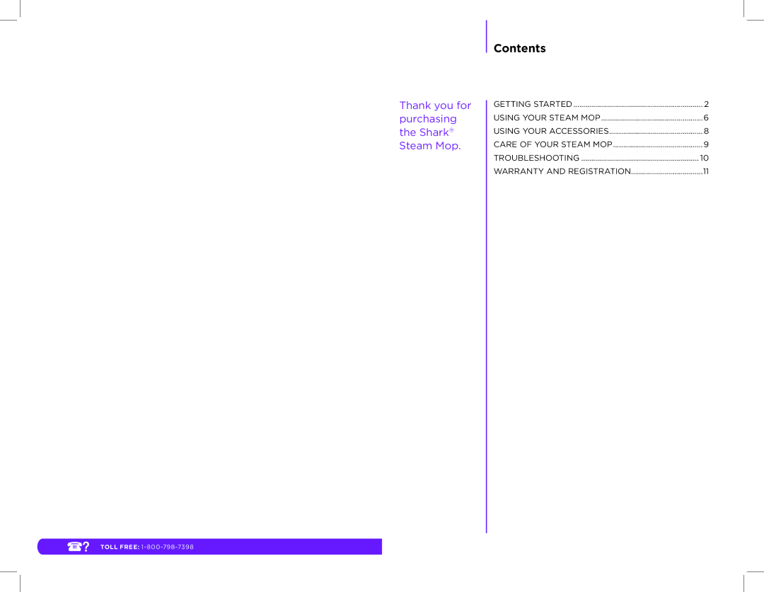 Shark S3202, S3101 manual Contents 