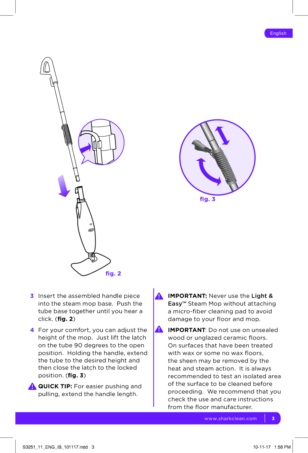 Shark S3251 manual English 