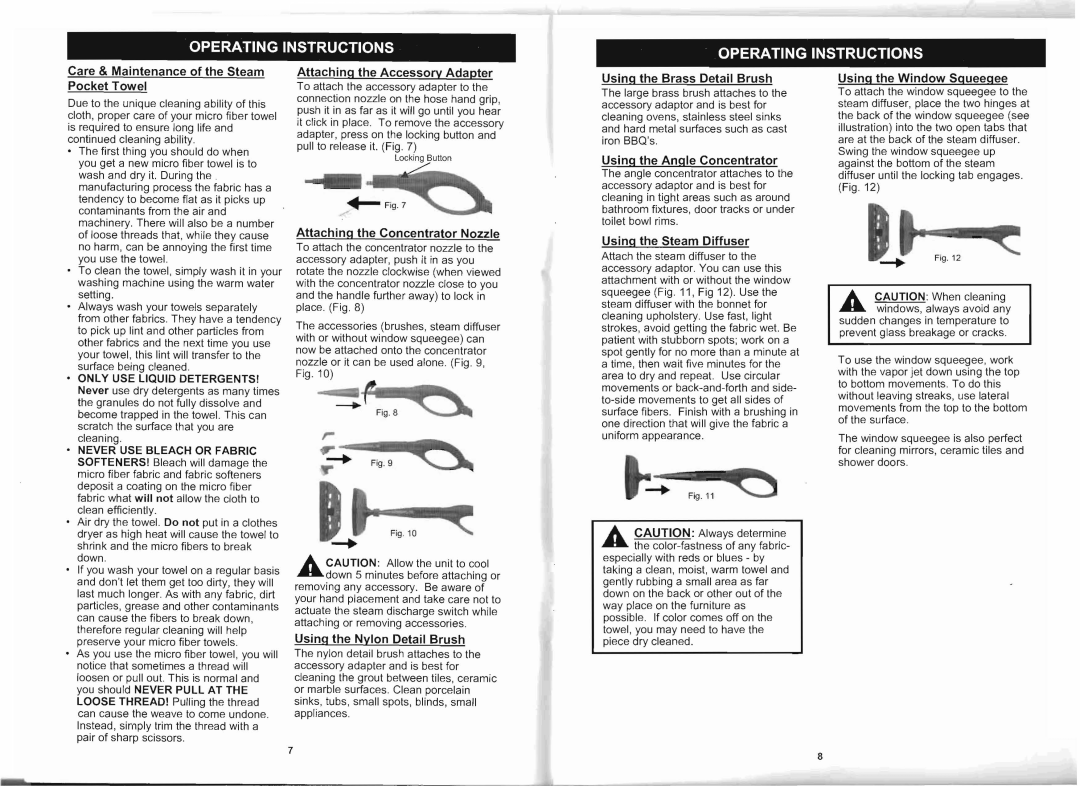 Shark S3325R Care & Maintenance of the Steam Pocket Towel, Attaching the Accessory Adapter, Using the Nylon Detail Brush 