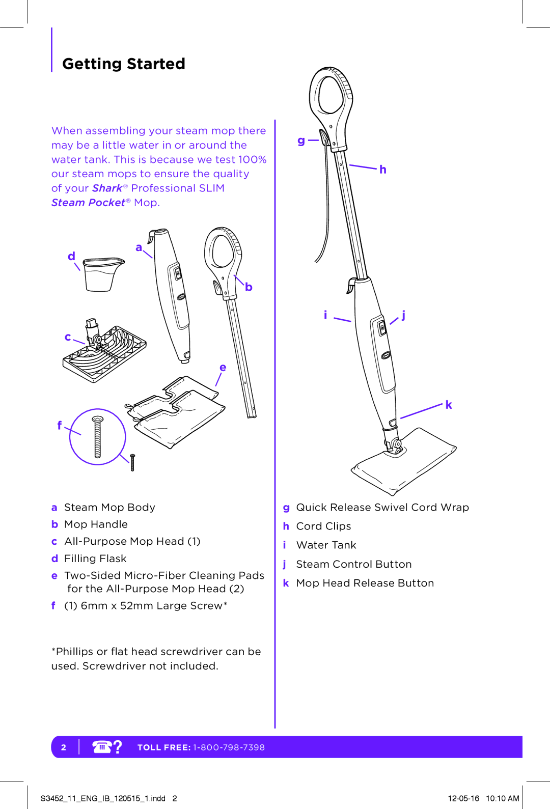 Shark S3452 manual Getting Started 