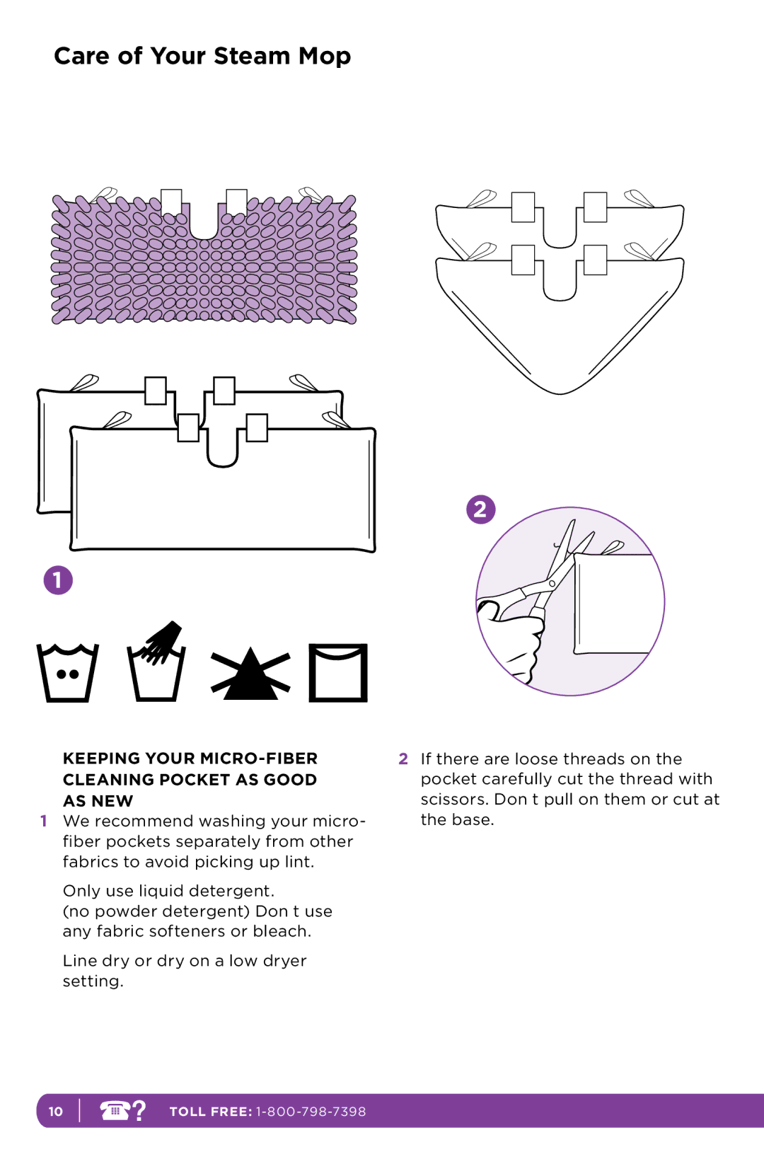 Shark S3501 manual Keeping Your MICRO-FIBER Cleaning Pocket AS Good AS NEW 