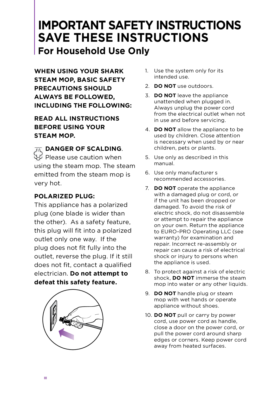 Shark S3501 manual Important Safety Instructions Save These Instructions 