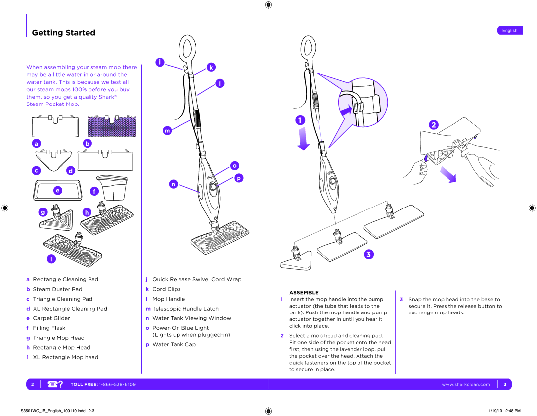 Shark S3501WC manual Getting Started 