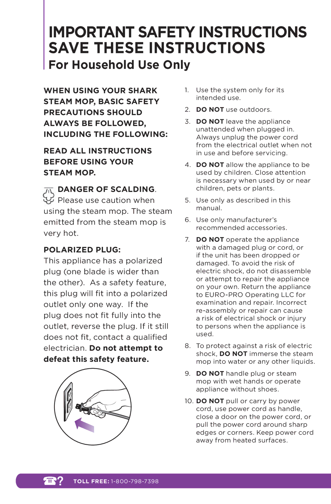 Shark S3601 manual Important Safety Instructions Save These Instructions 