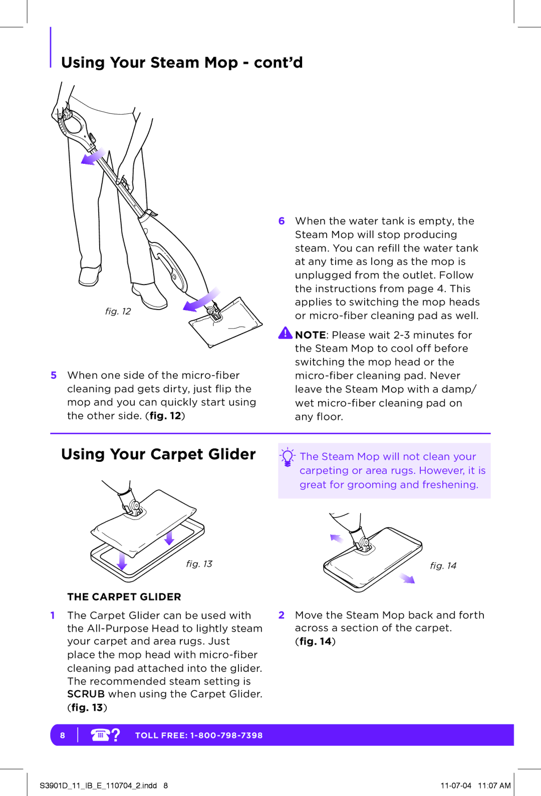 Shark S3901D manual Using Your Carpet Glider 