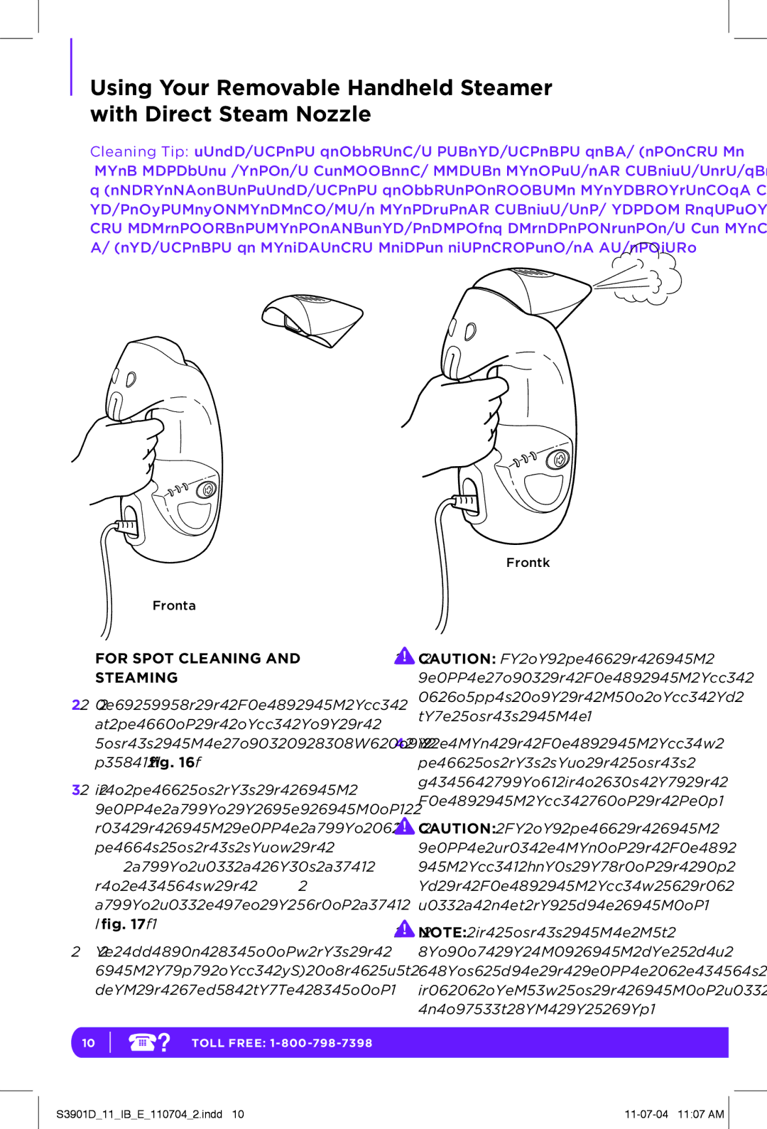 Shark S3901D manual For Spot Cleaning Steaming 