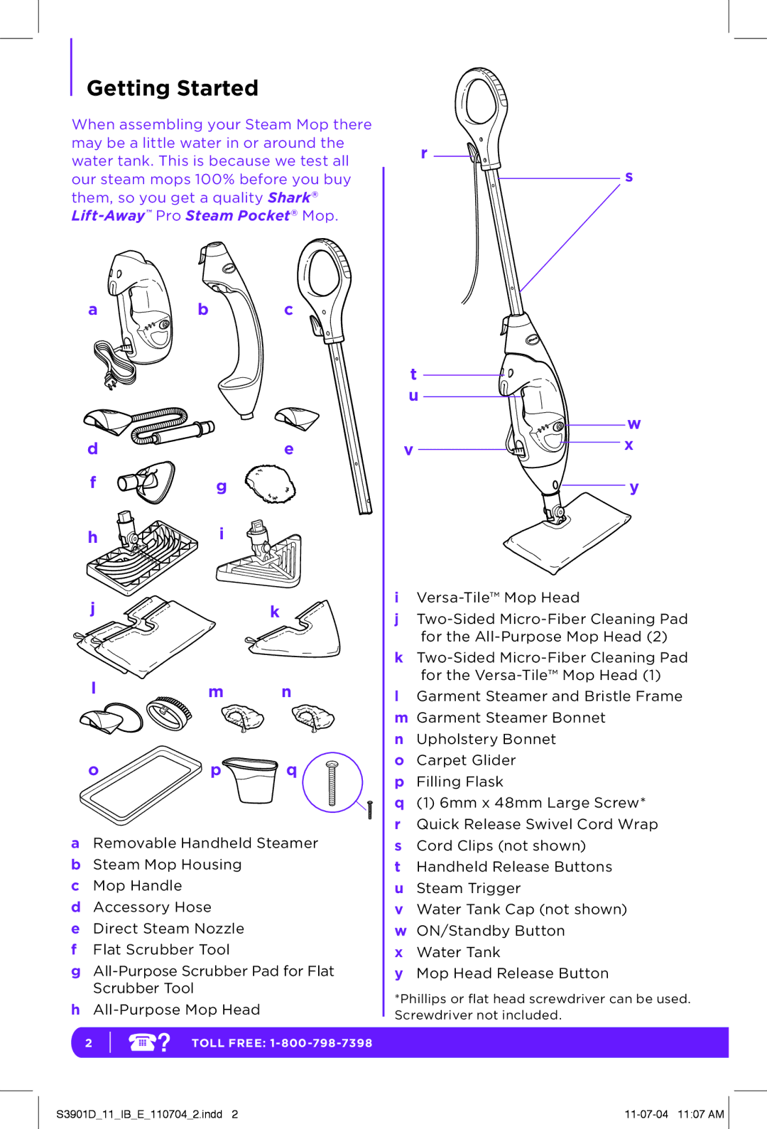 Shark S3901D manual Getting Started 