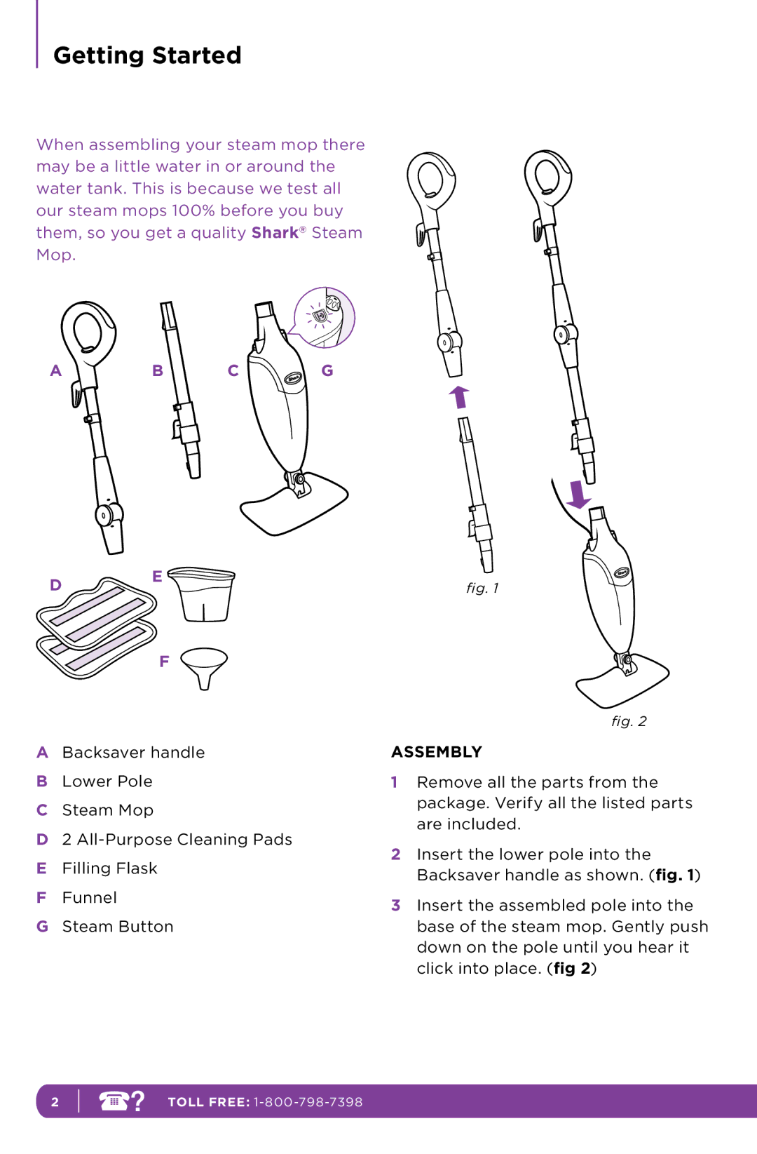 Shark SE200 manual Getting Started, Assembly 