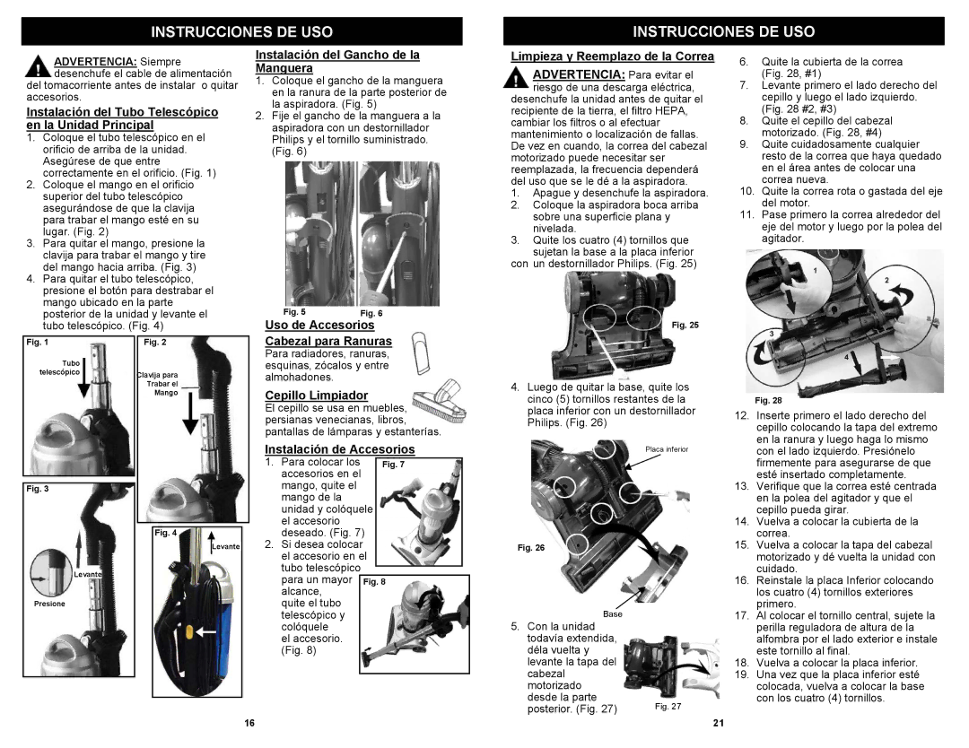 Shark V1310C, V1310RS owner manual Instrucciones DE USO 