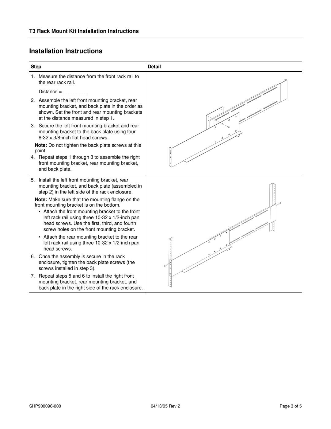 SharkRack T3-R19-H installation instructions Installation Instructions, Step, Detail 