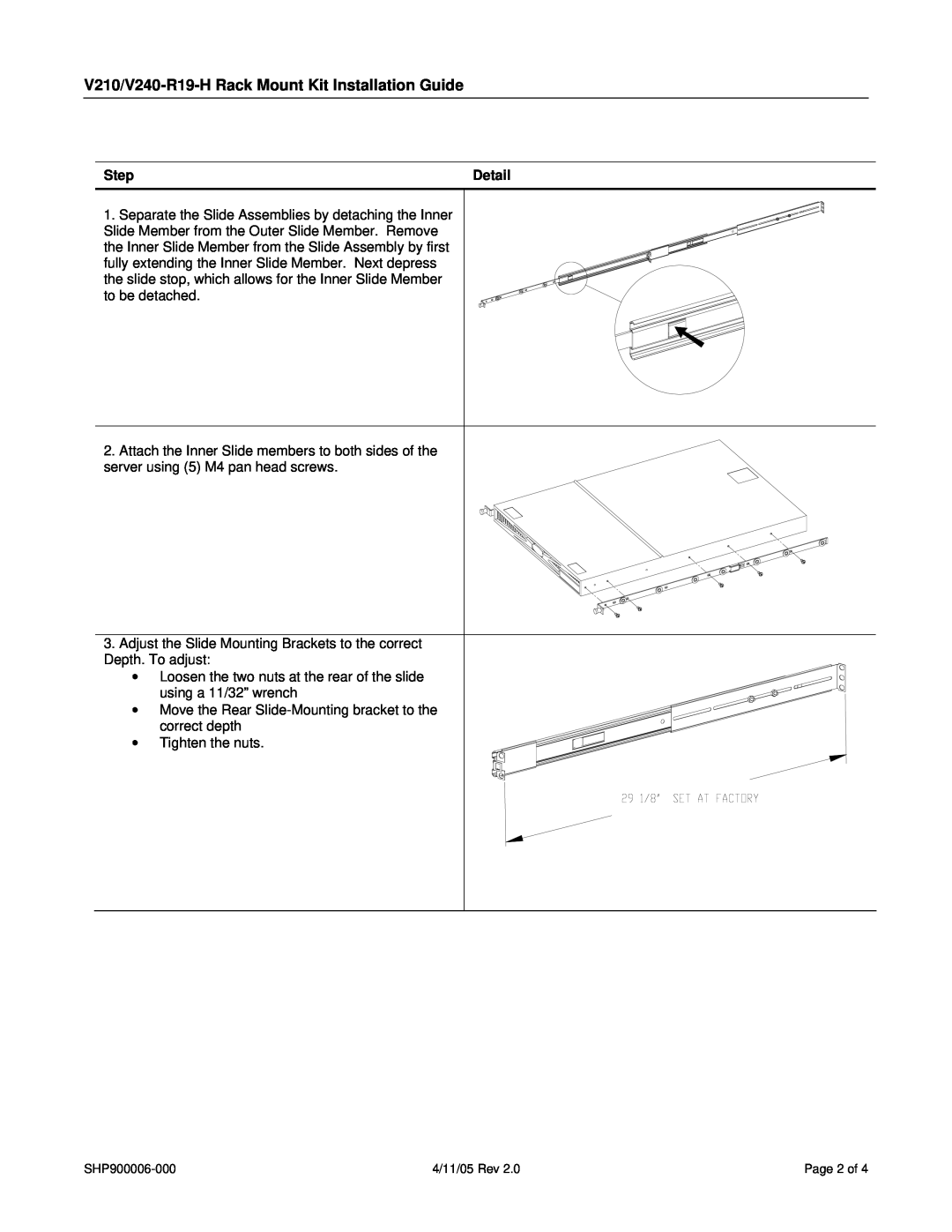 SharkRack manual V210/V240-R19-HRack Mount Kit Installation Guide, Step, Detail 