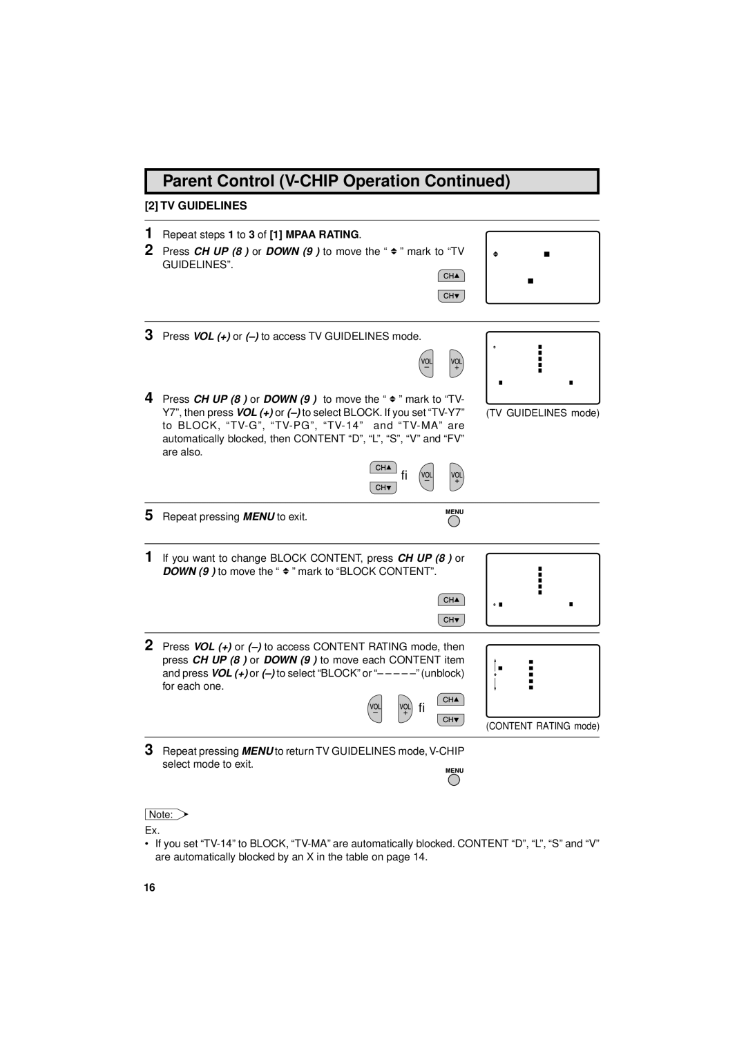 Sharp 13L-M100B, 13L-M150B operation manual TV Guidelines 