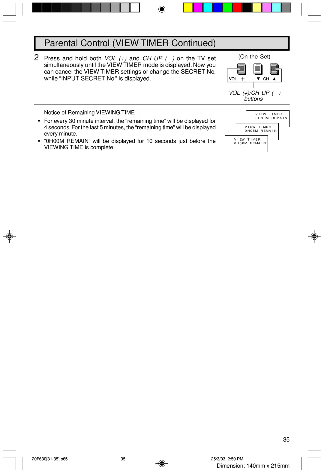 Sharp 20F630 L operation manual 3 0 M R EMA I N 