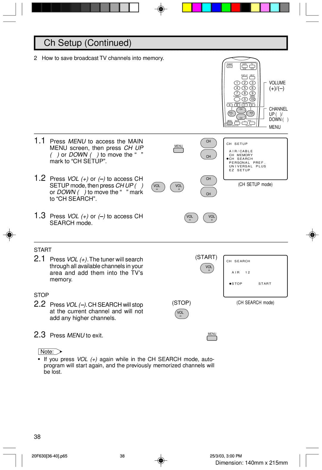 Sharp 20F630 L operation manual How to save broadcast TV channels into memory, Start, Stop 