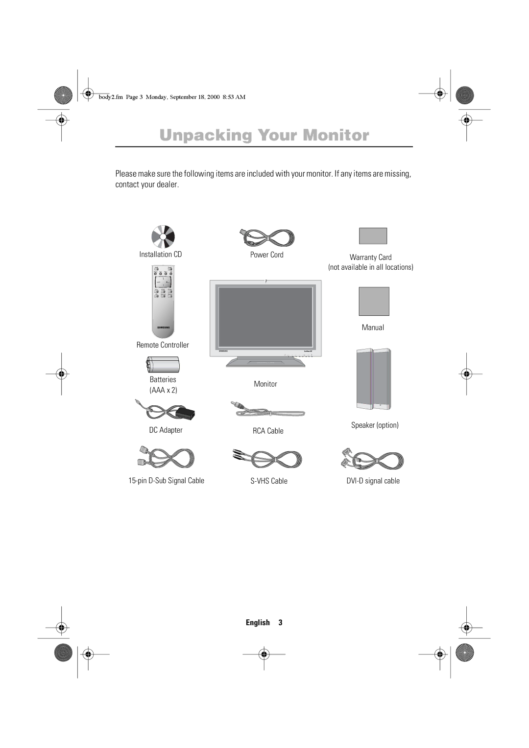 Sharp 210T, 240T manual Unpacking Your Monitor, Deutsch Français 