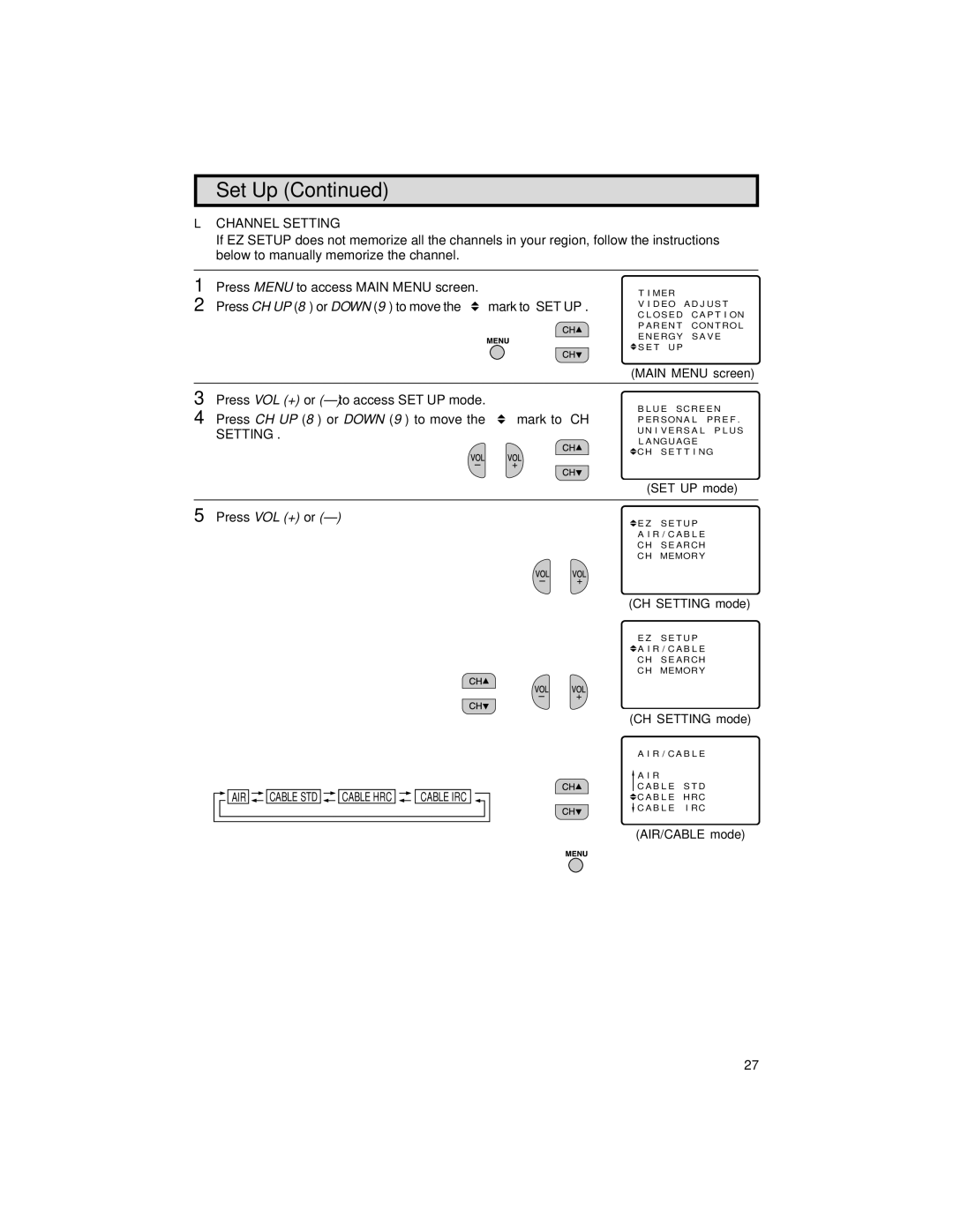 Sharp 25N M180 warranty Channel Setting 