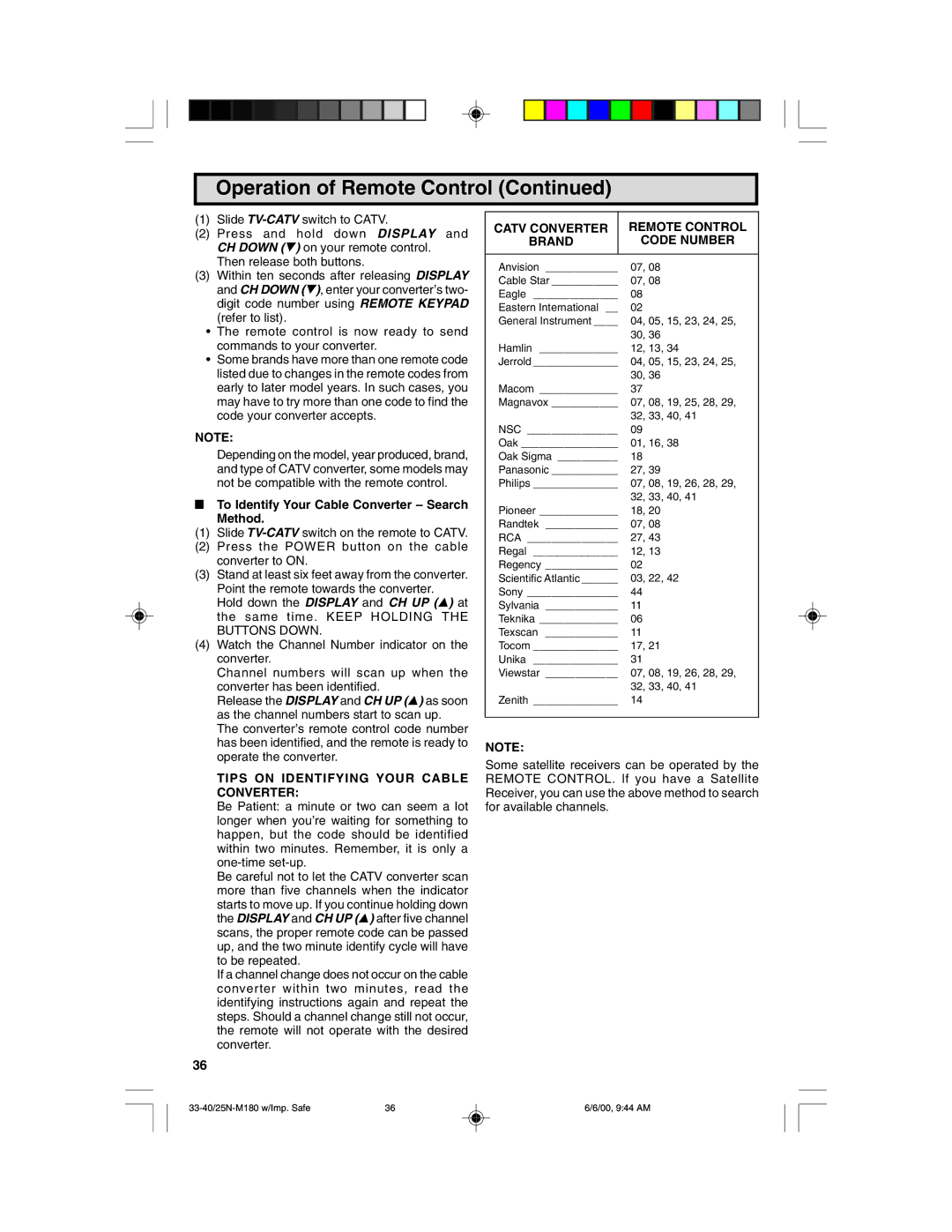 Sharp 25N M180 warranty To Identify Your Cable Converter Search Method, Tips on Identifying Your Cable Converter 