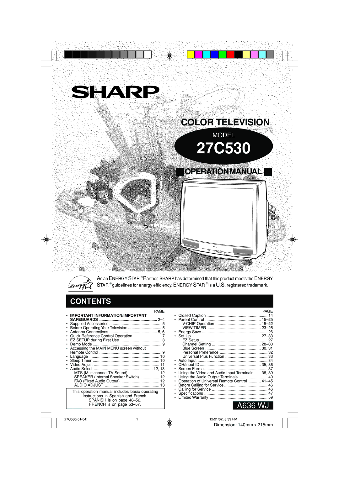 Sharp 27C530 operation manual 