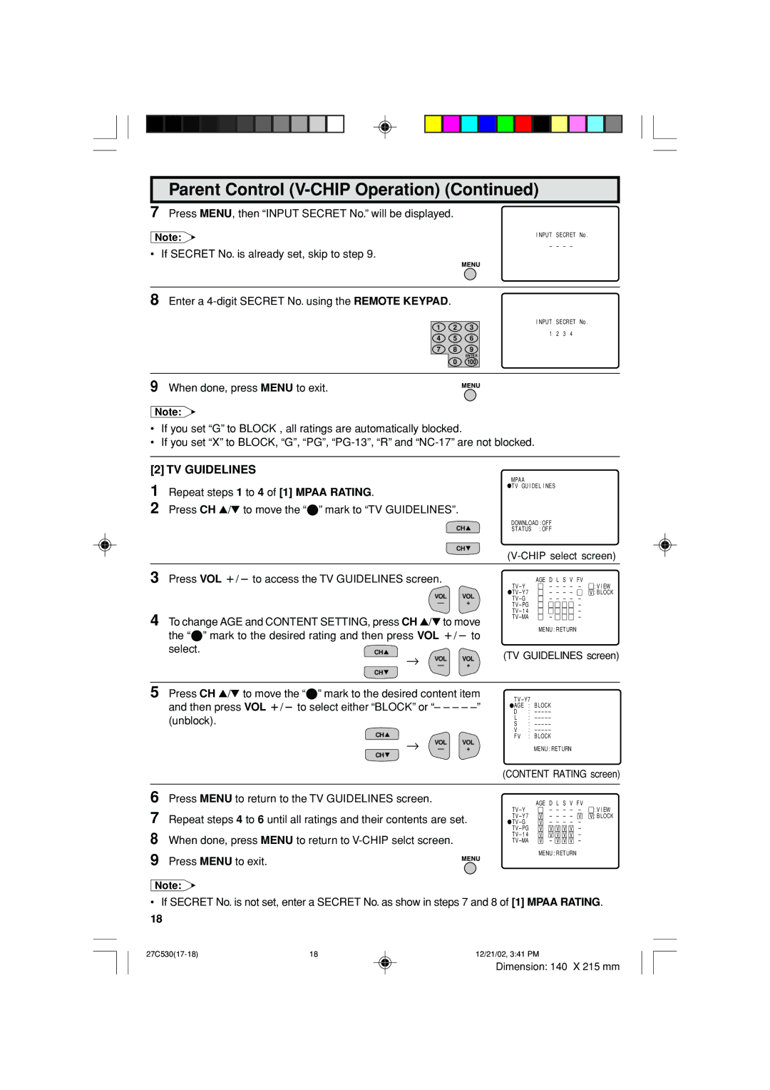 Sharp 27C530 operation manual TV Guidelines, Select 