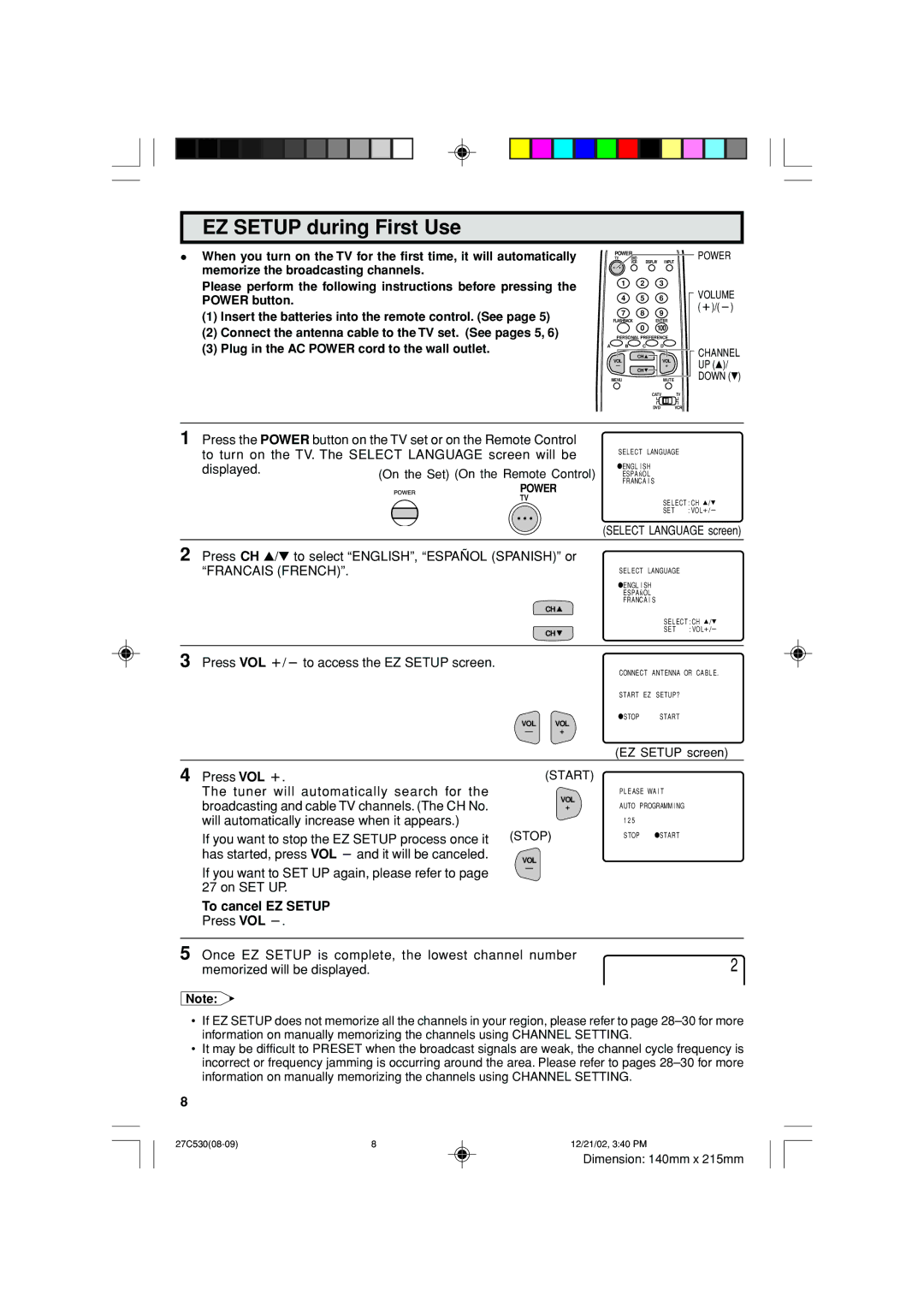 Sharp 27C530 operation manual Francais French 