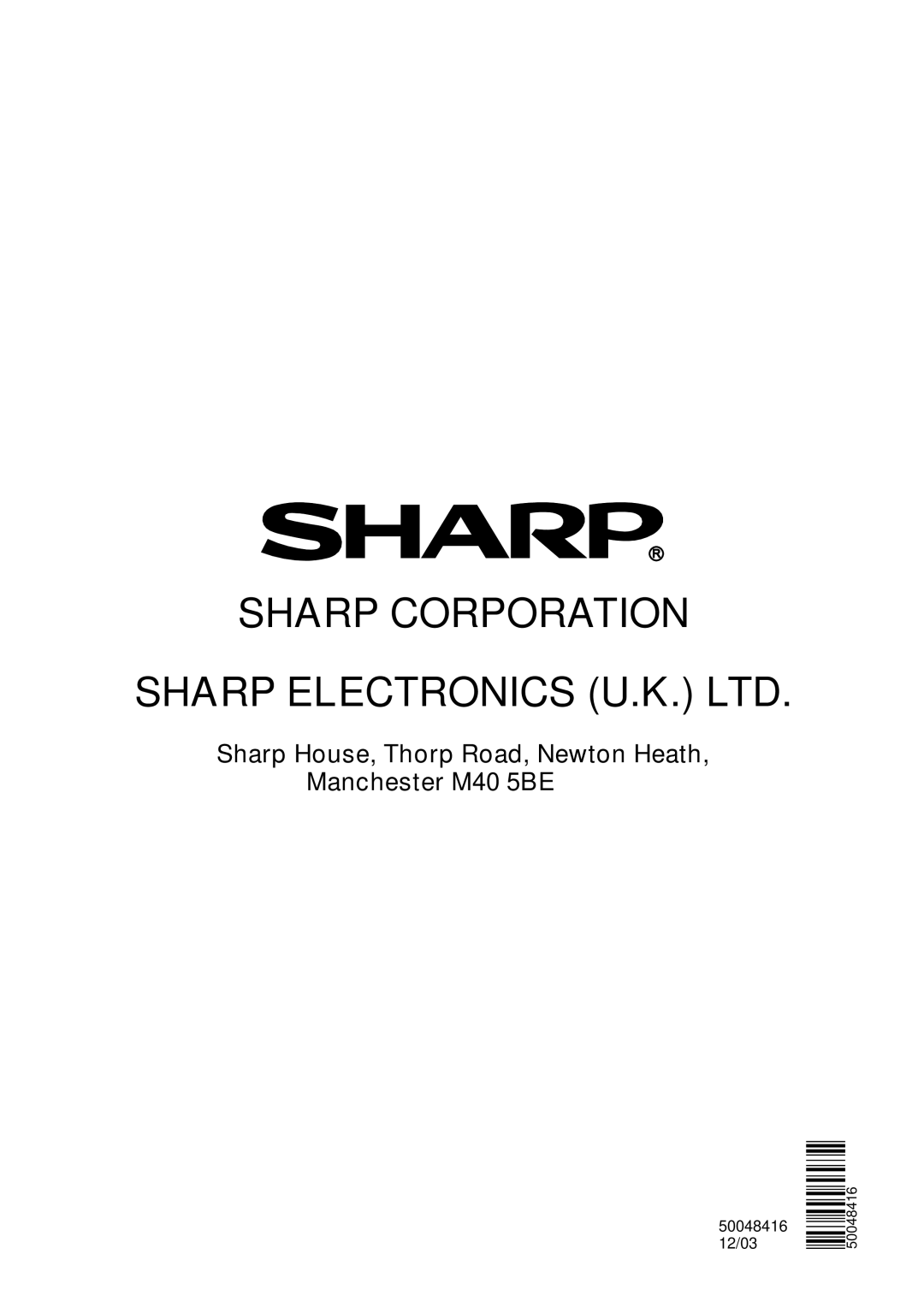 Sharp 28LF-92H operation manual 50048416 