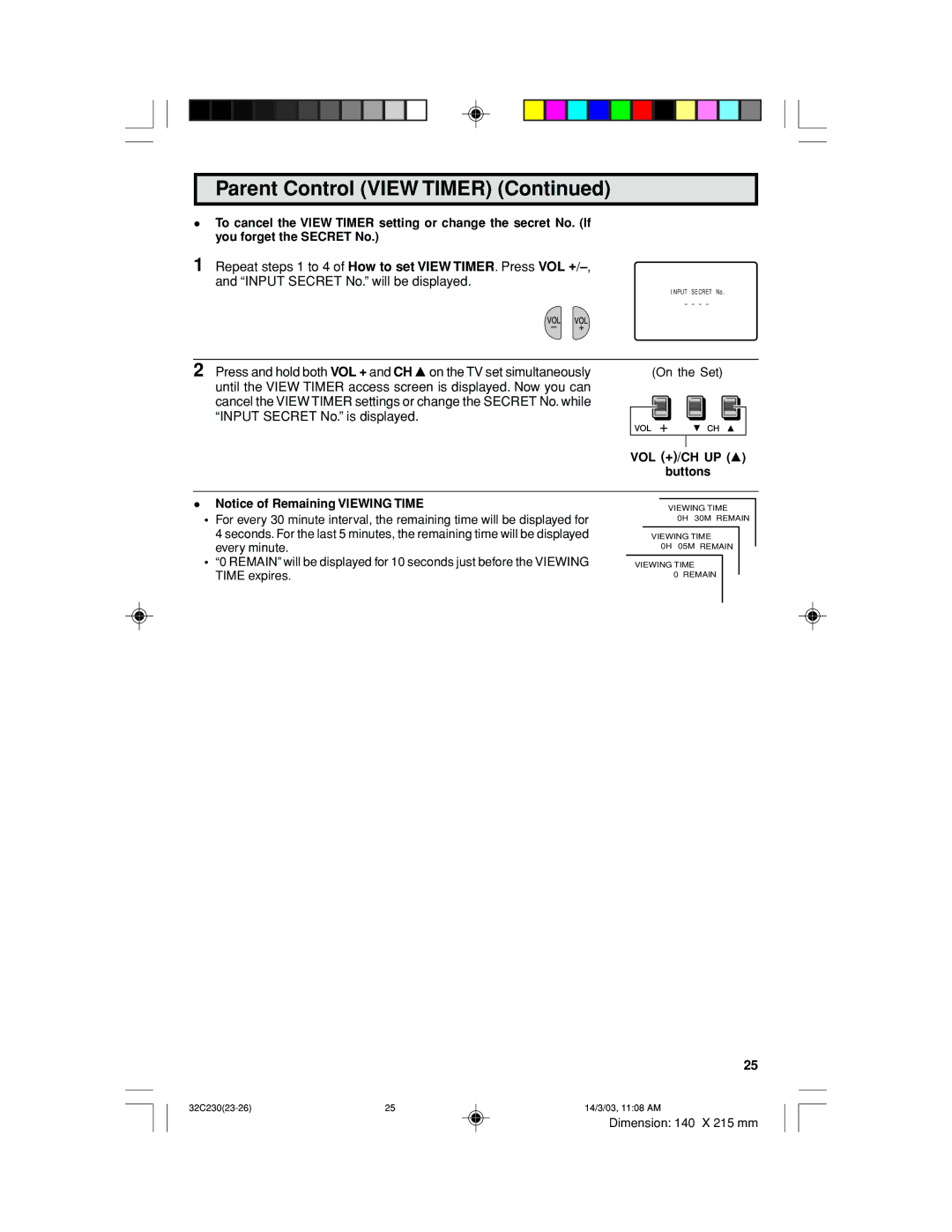 Sharp 32C230 operation manual Vol +/Ch Up 