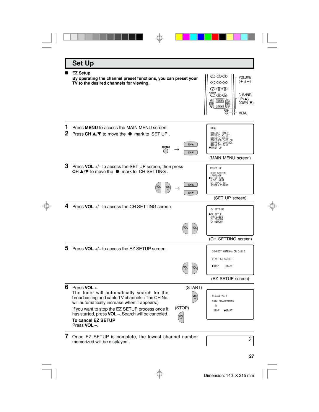 Sharp 32C230 operation manual Set Up, Start 