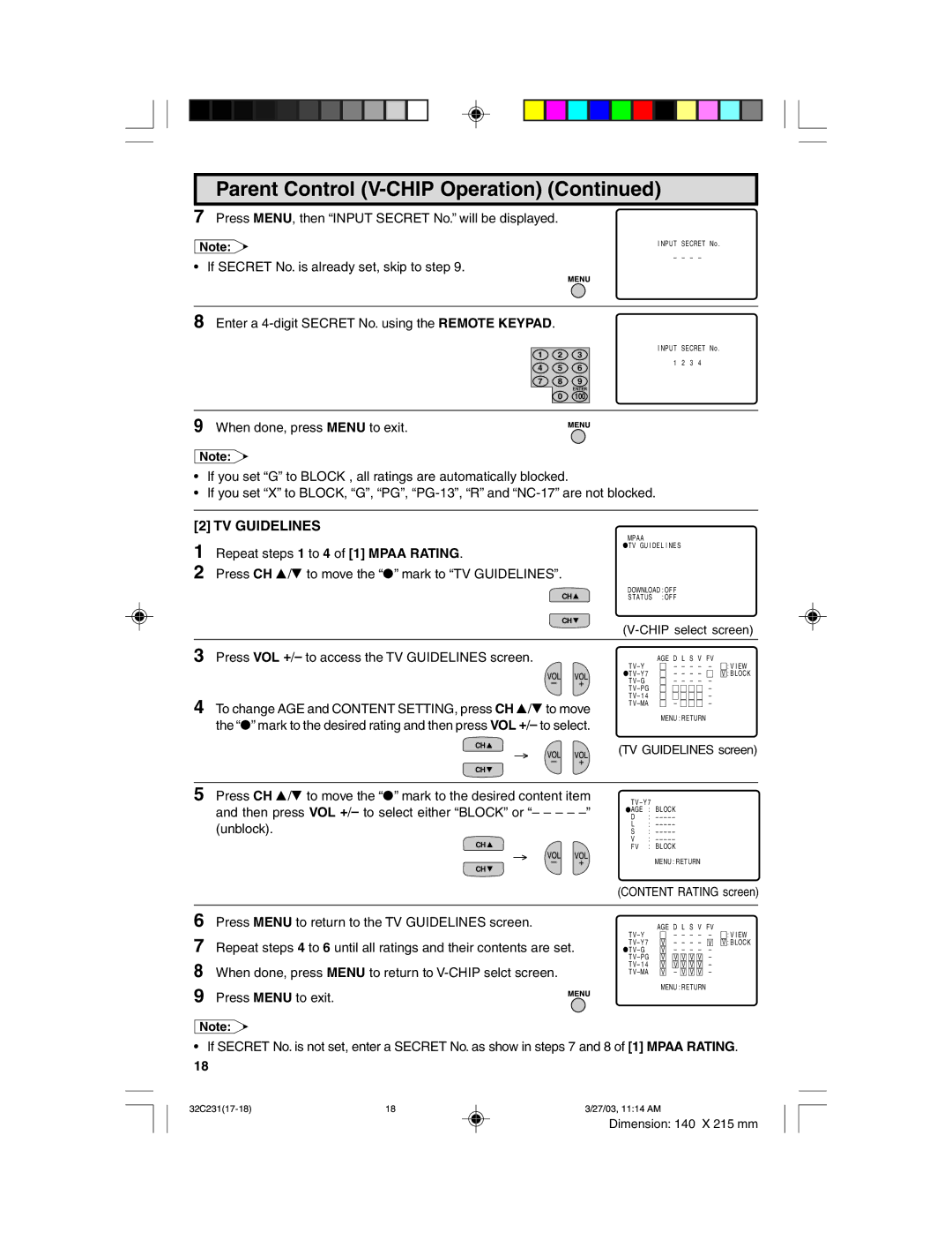 Sharp 32C231 operation manual TV Guidelines 