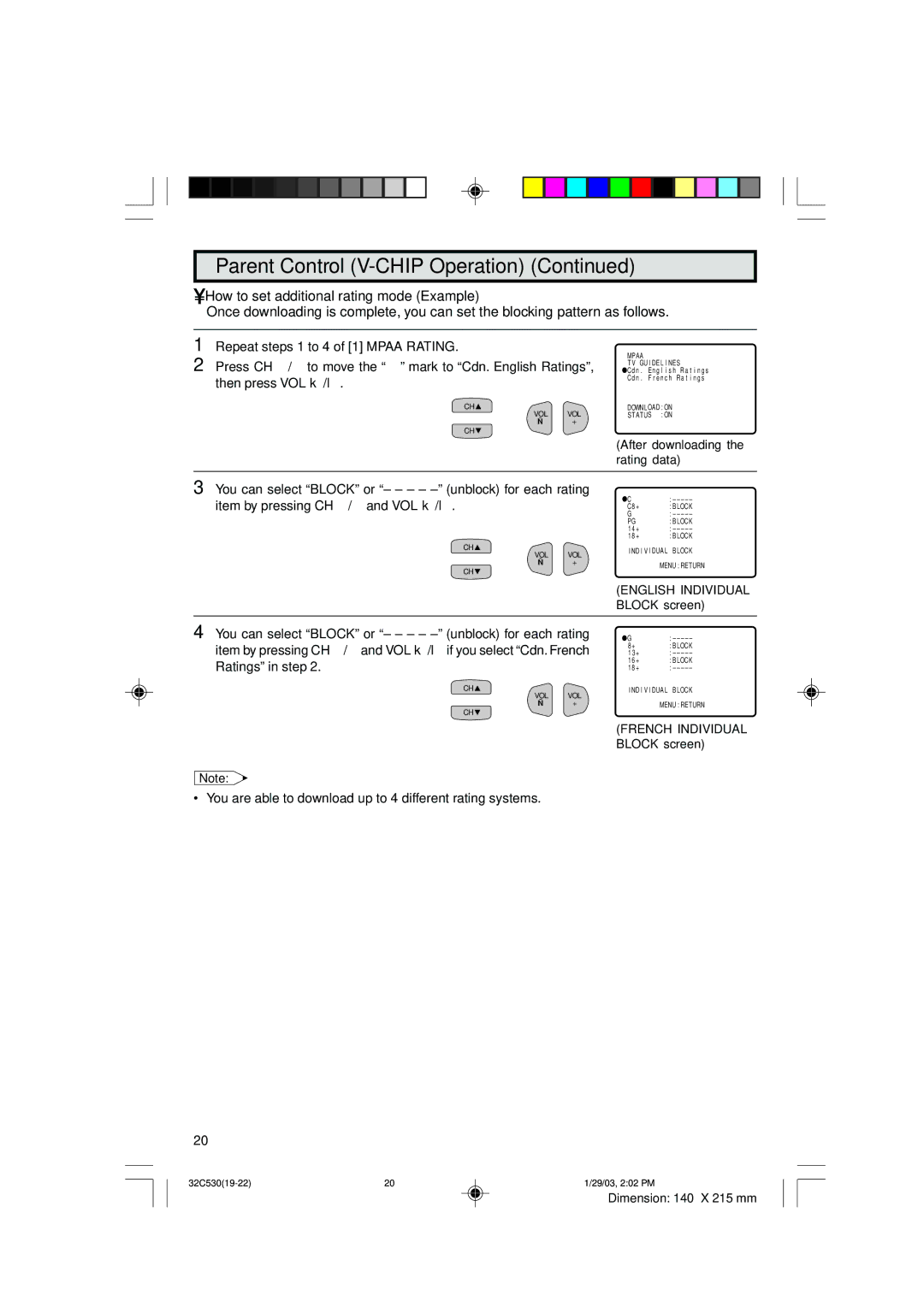 Sharp 32C530 operation manual Mpaa TV GU I DE L I NES 