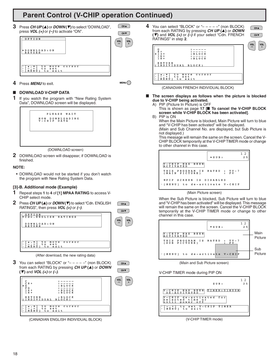 Sharp 32N-S500 warranty Download V-CHIP Data, Additional mode Example 