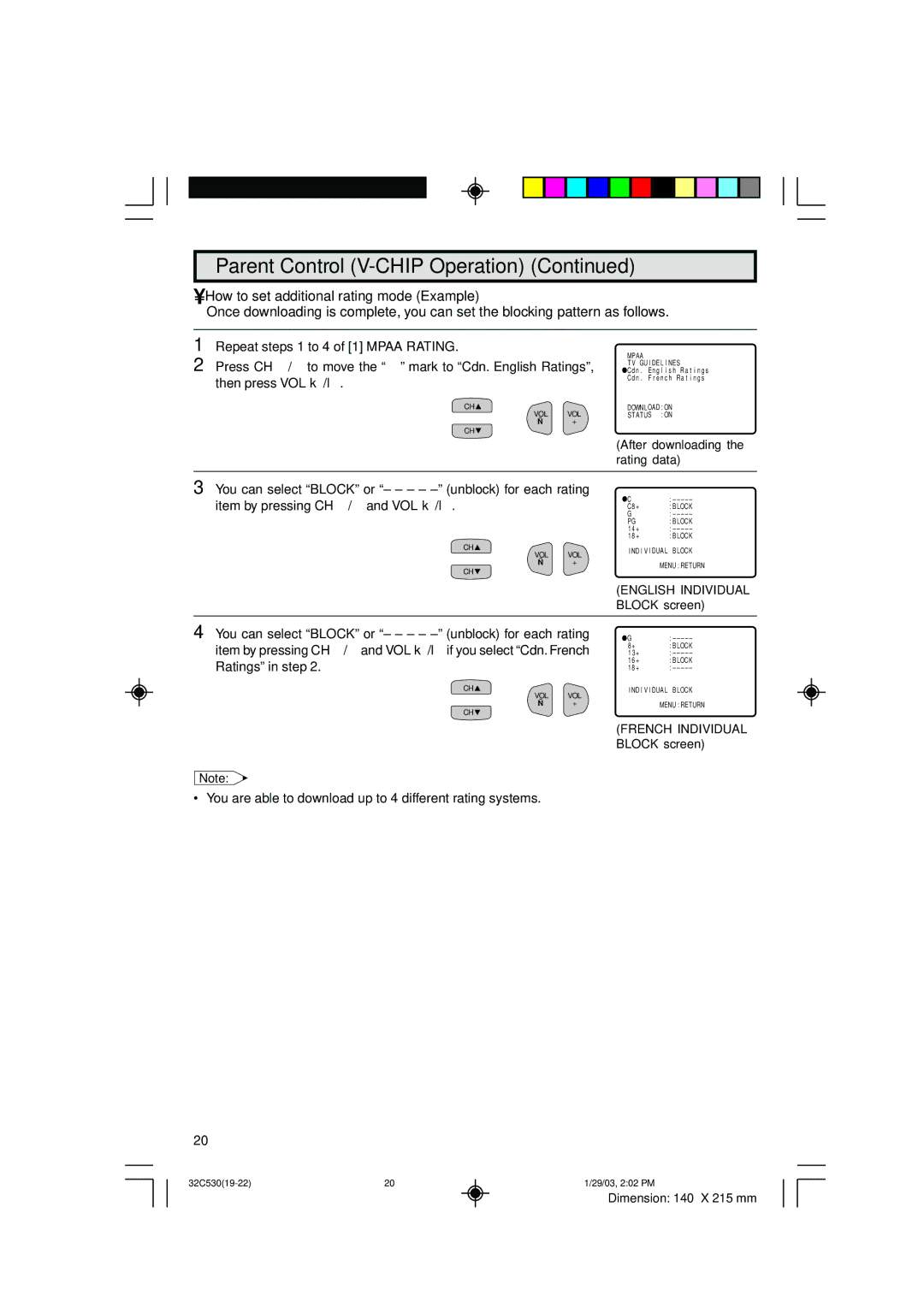 Sharp 36C530 operation manual Mpaa TV GU I DE L I NES 