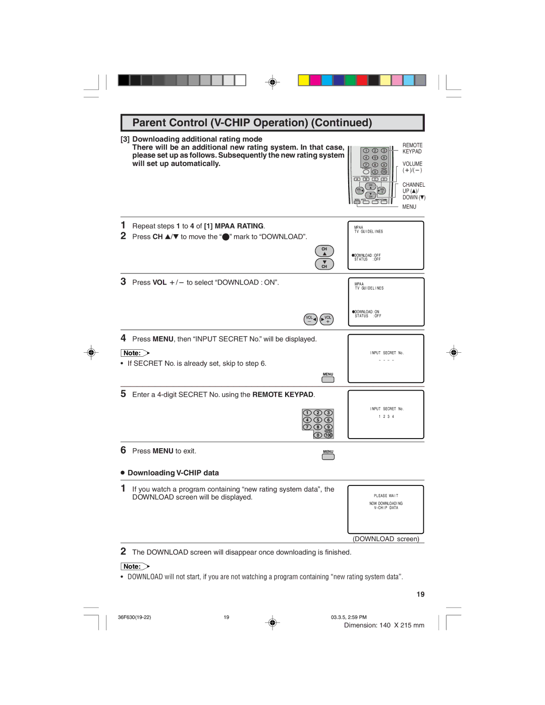 Sharp 36F630 Downloading additional rating mode, There will be an additional new rating system. In that case 