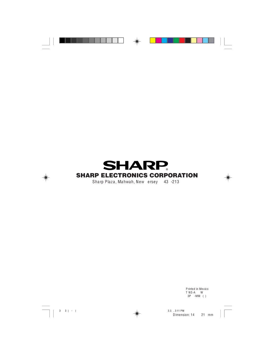 Sharp 36F630 operation manual Sharp Electronics Corporation 