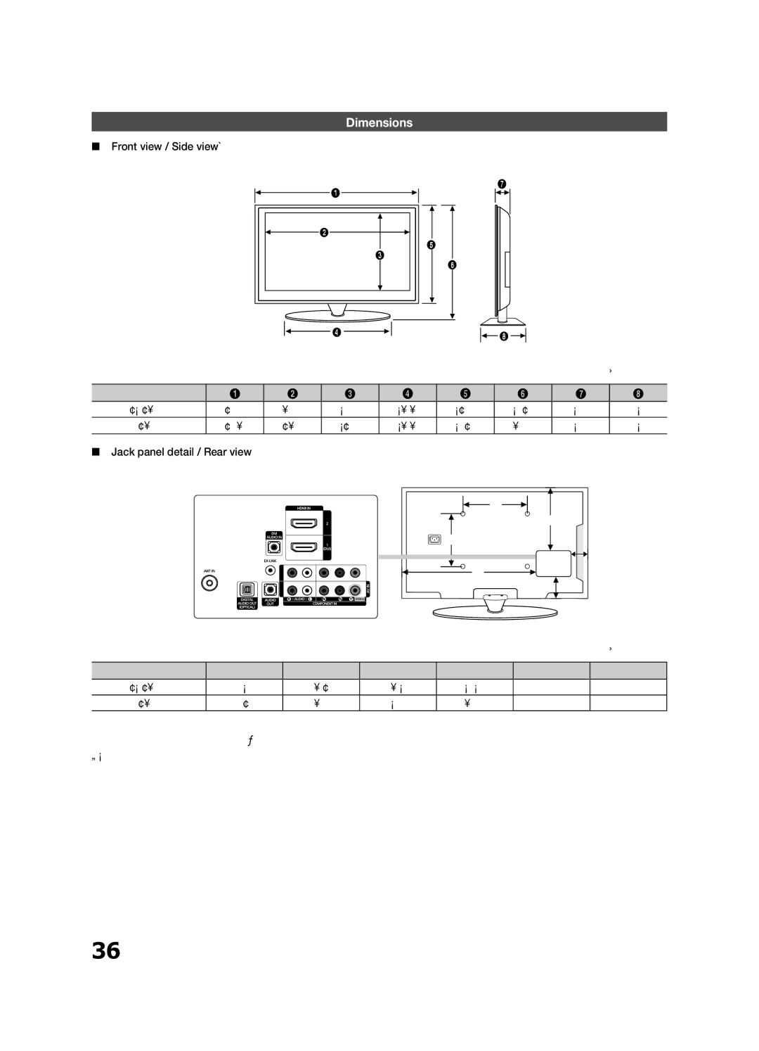 Sharp 430 user manual Dimensions 