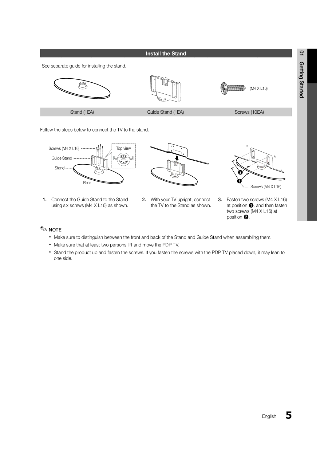 Sharp 430 user manual Install the Stand 