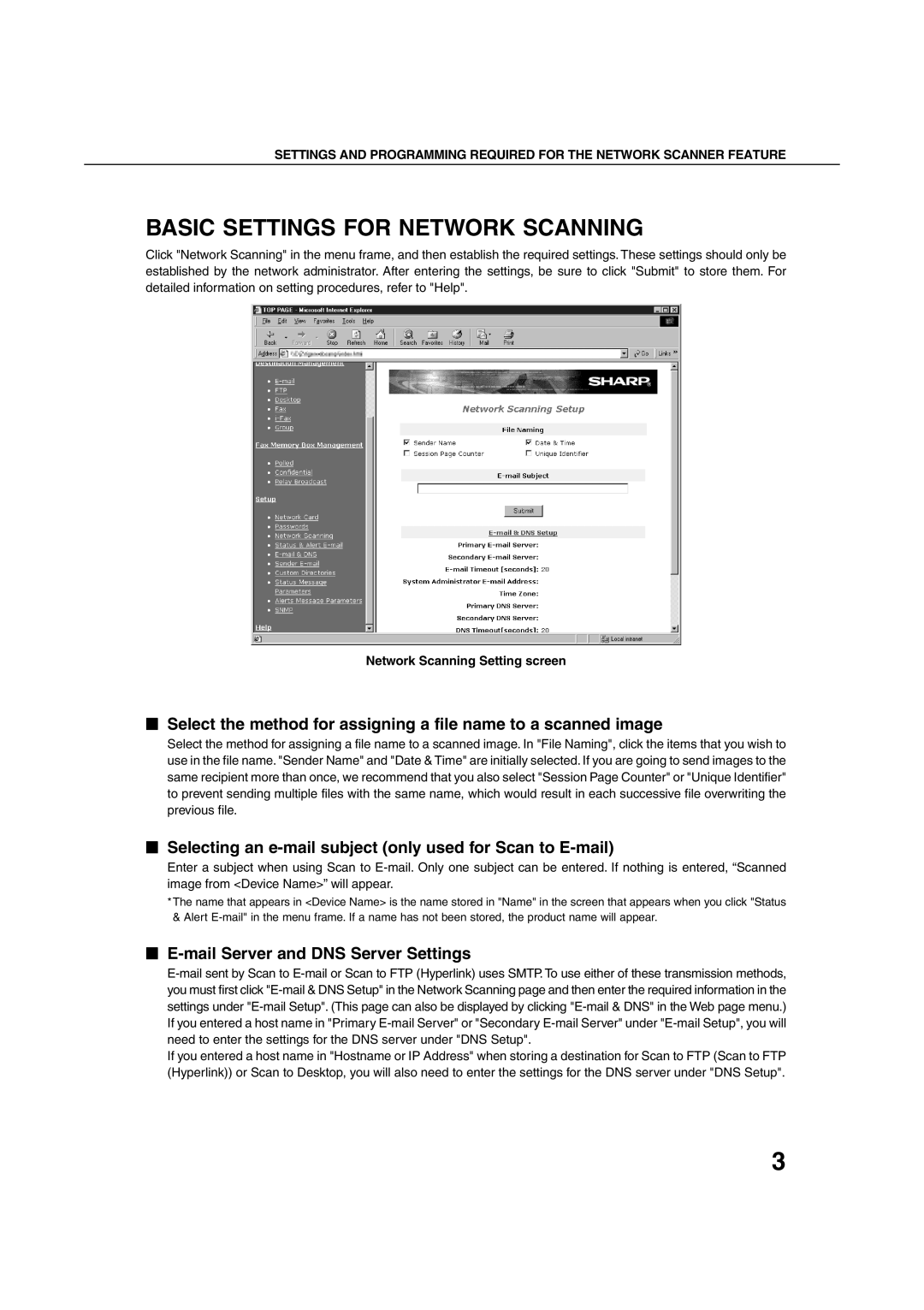 Sharp 3500, 4500, 450M, 4501 Basic Settings for Network Scanning, Selecting an e-mail subject only used for Scan to E-mail 