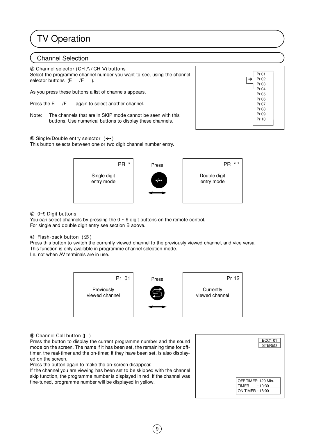 Sharp 54GS-61S operation manual TV Operation, Channel Selection 