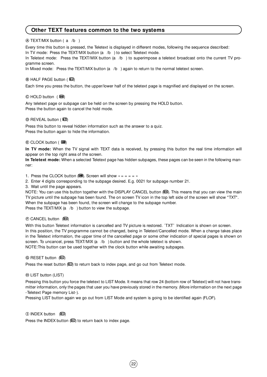 Sharp 54GS-61S operation manual Other Text features common to the two systems 