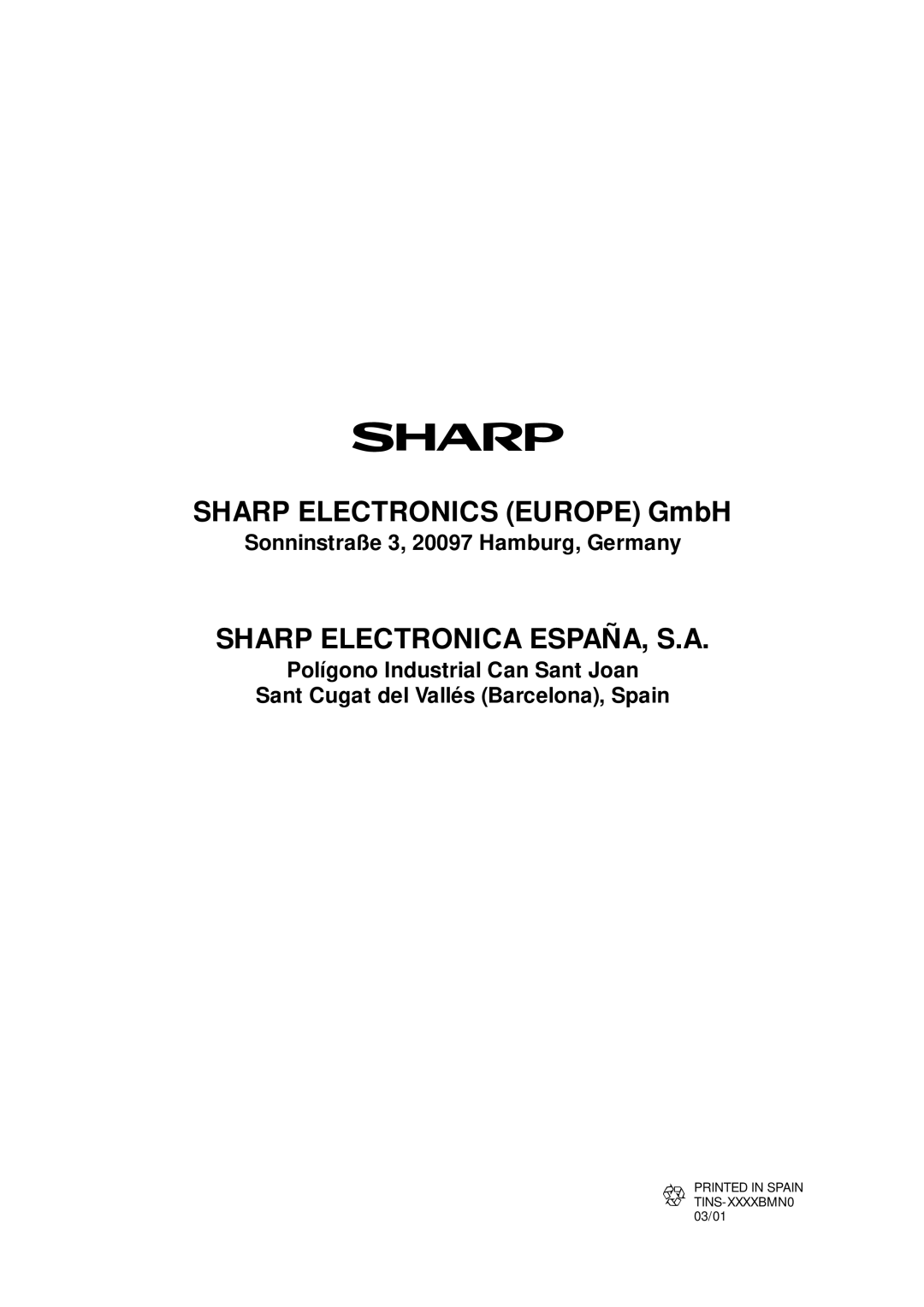 Sharp 54GS-61S operation manual Sharp Electronics Europe GmbH 