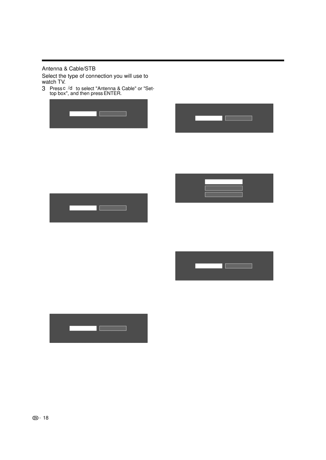 Sharp 60LE633U operation manual Watching TV Antenna & Cable/STB, CH Search Channel search, Air/Cable Antenna setting 