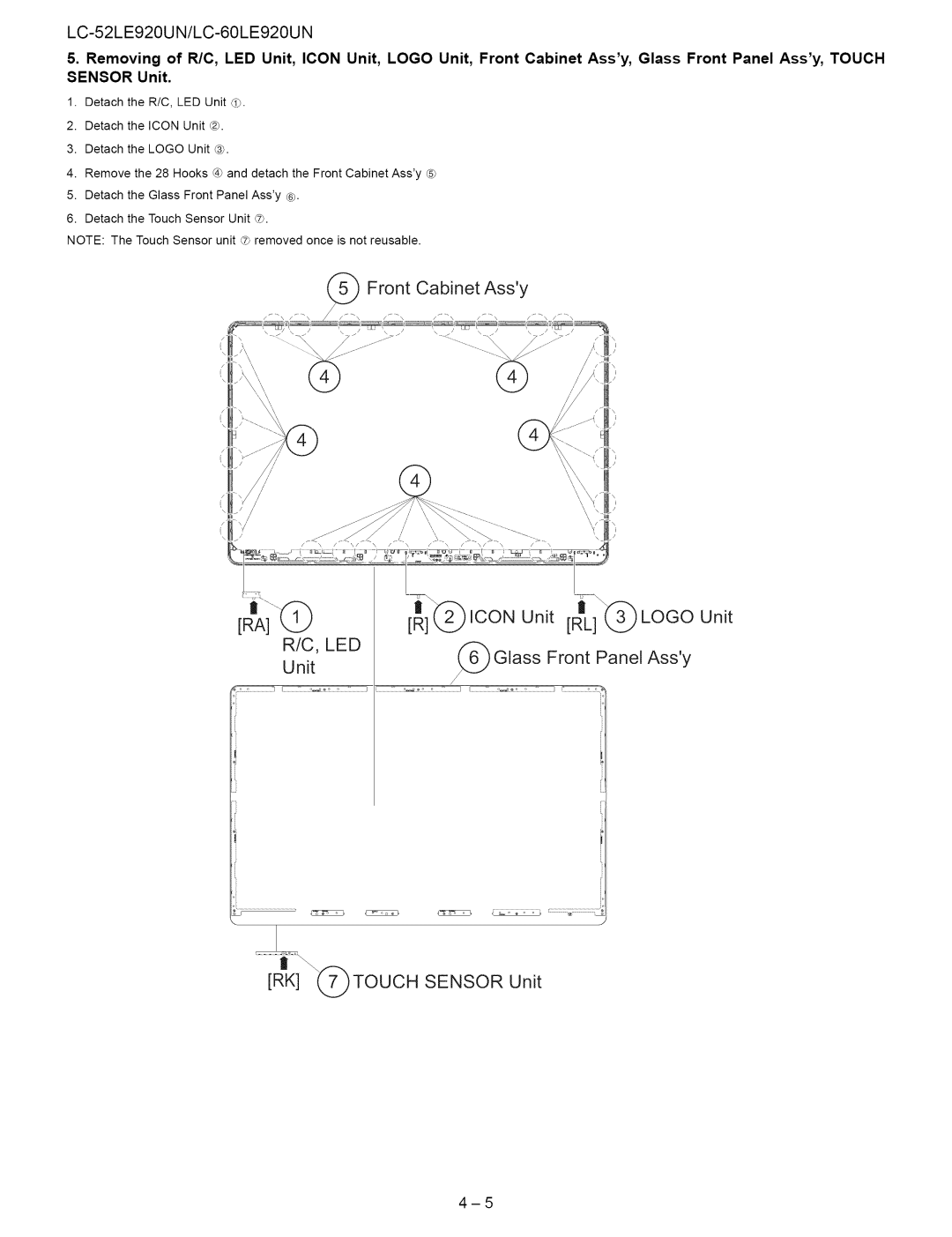 Sharp 60LE920UN, 52LE920UN service manual Led 