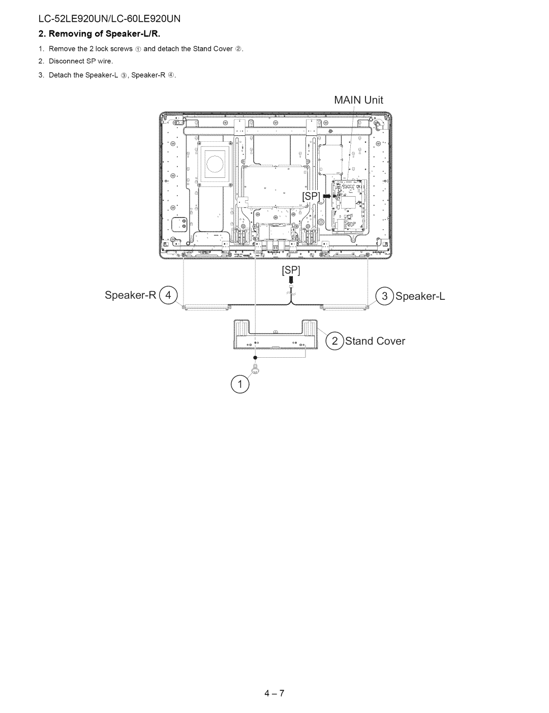 Sharp 60LE920UN, 52LE920UN service manual Speaker-R 