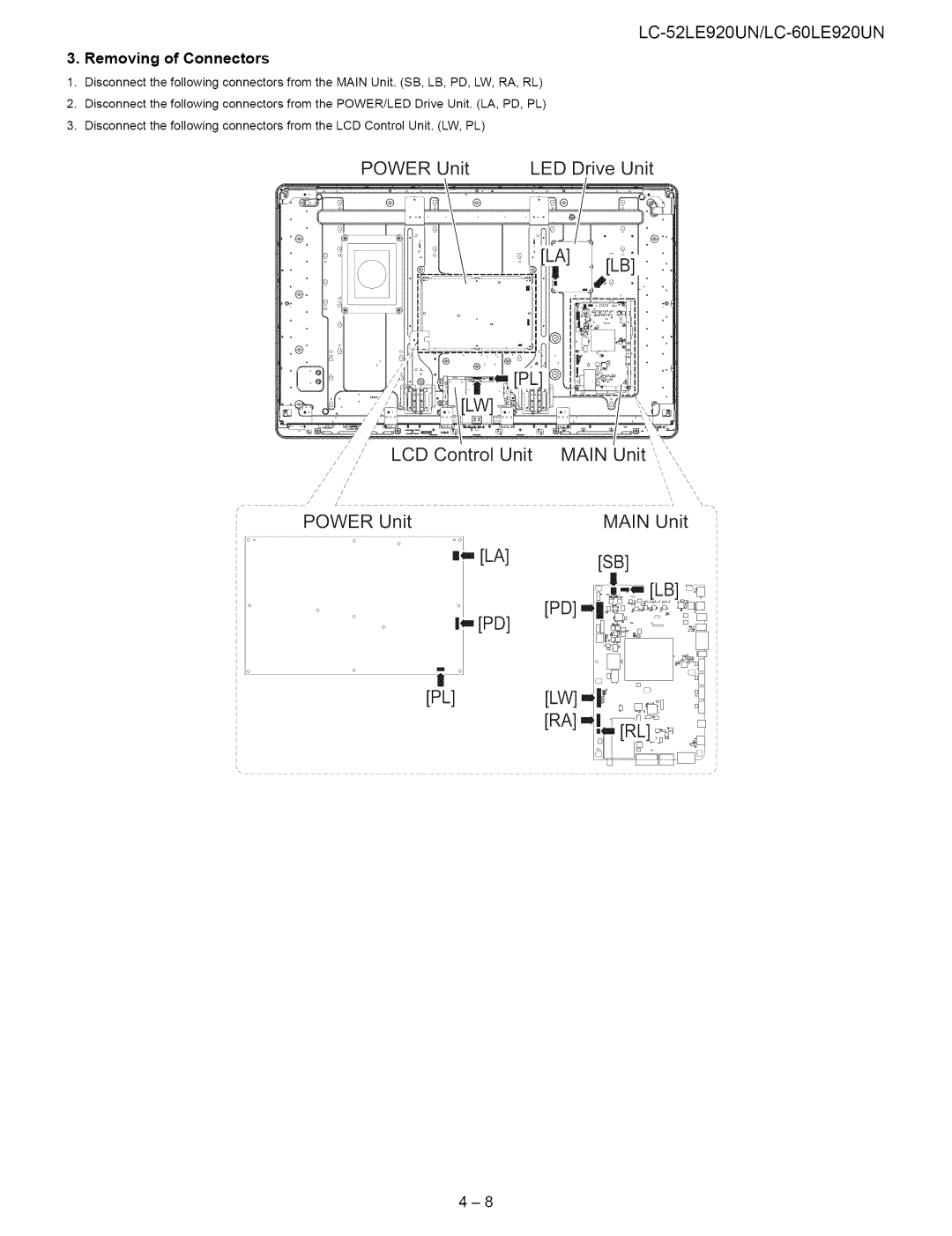 Sharp 52LE920UN, 60LE920UN service manual Power Unit LED Drive Unit Main Unit PD .m 