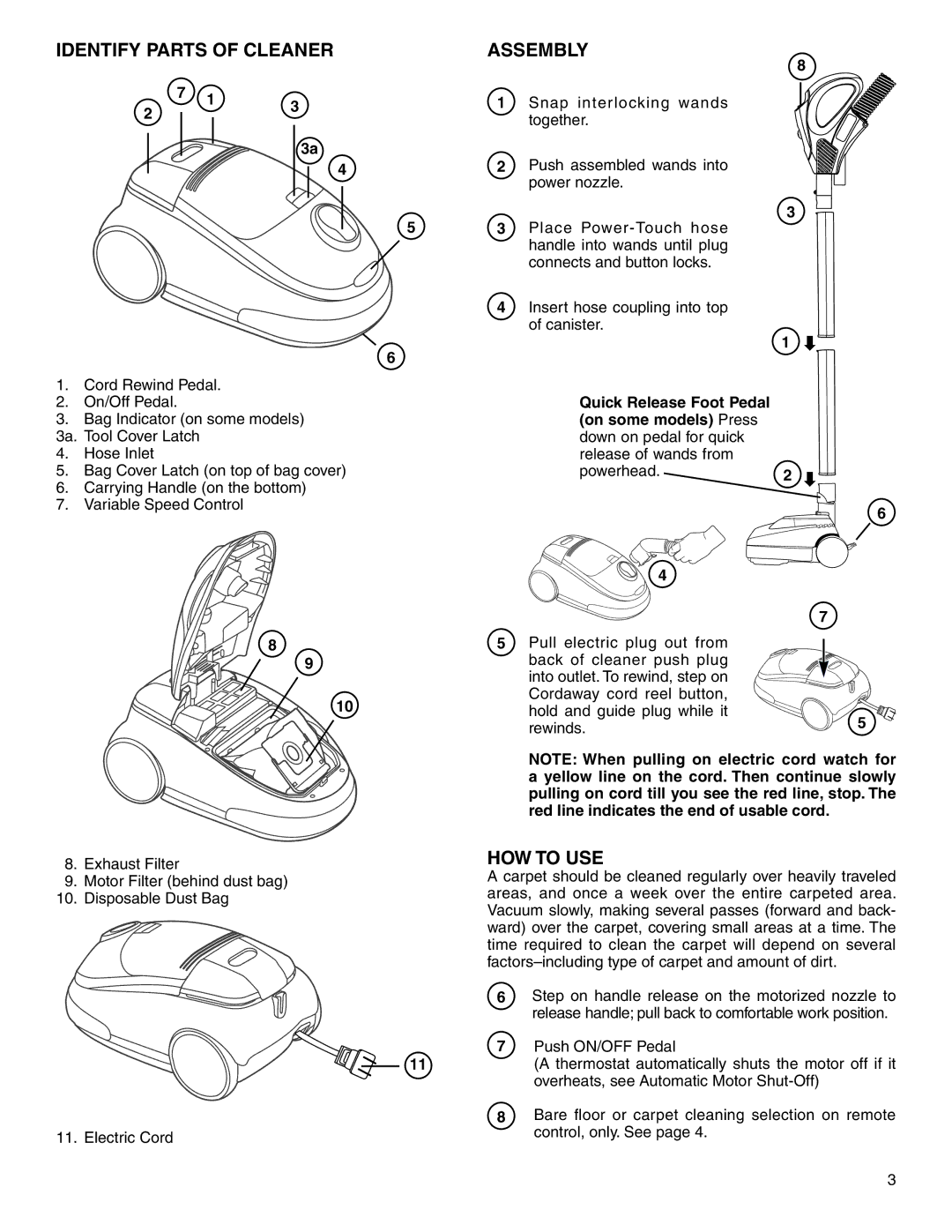 Sharp 6830 SERIES warranty Identify Parts of Cleaner Assembly, HOW to USE 