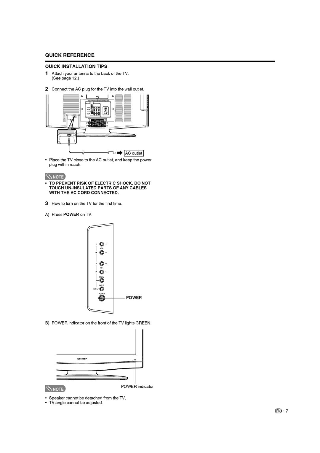 Sharp 9JDJ3BX0131A operation manual Quick Reference, Power 