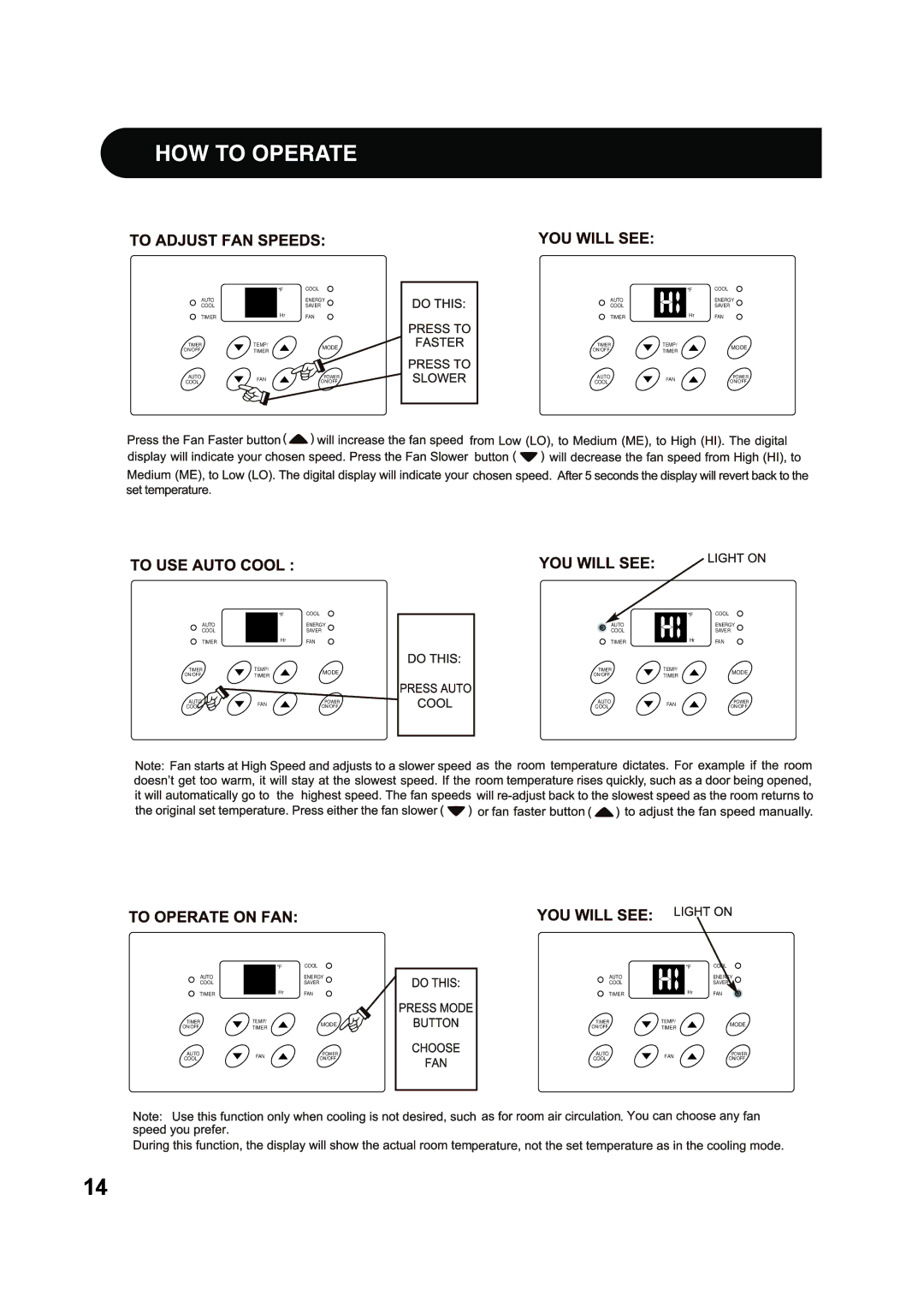 Sharp AF-Q120PX, AF-Q100PX manual Auto Cool Timer 