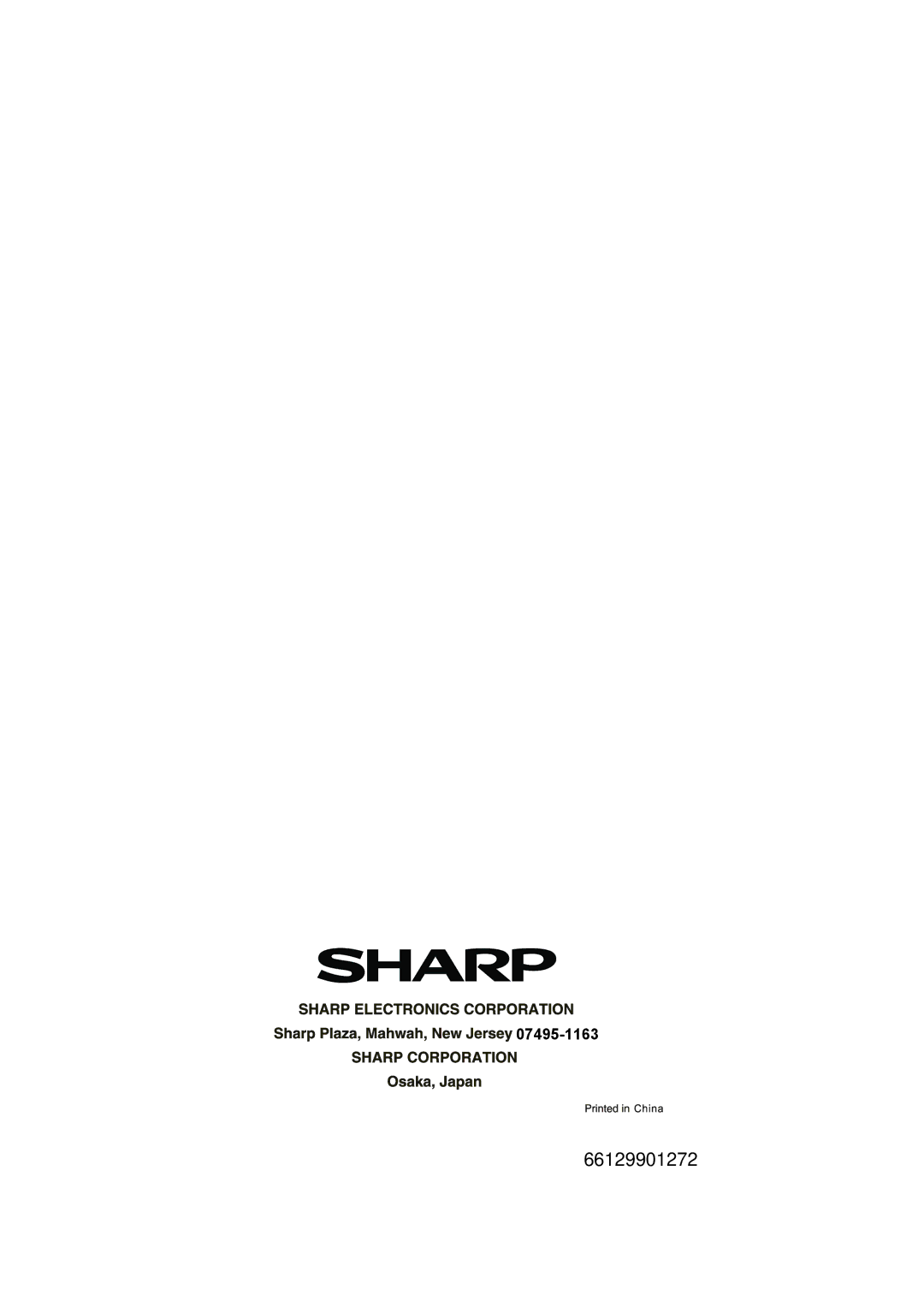 Sharp AF-Q100PX, AF-Q120PX manual 66129901272 