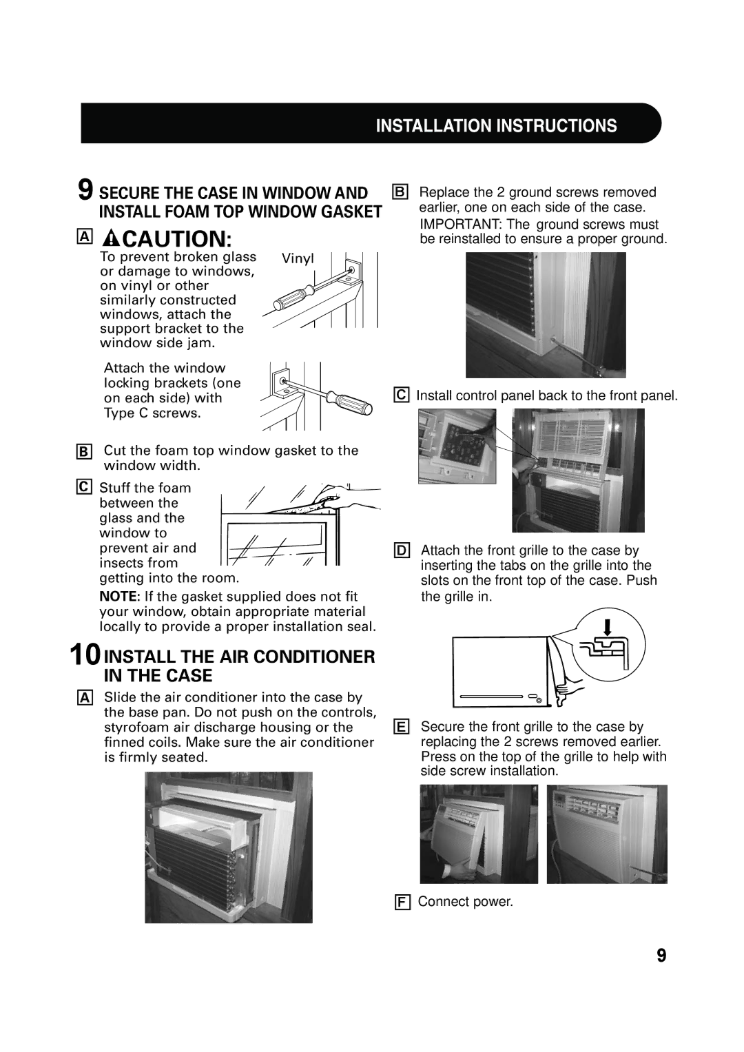 Sharp AF-Q100PX, AF-Q120PX manual 10INSTALL the AIR Conditioner in the Case 